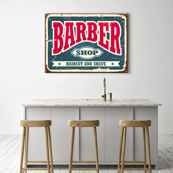 Vintage Barber Shop Yazılı Retro Erkek Kuaför Duvar Tablosu – 5659