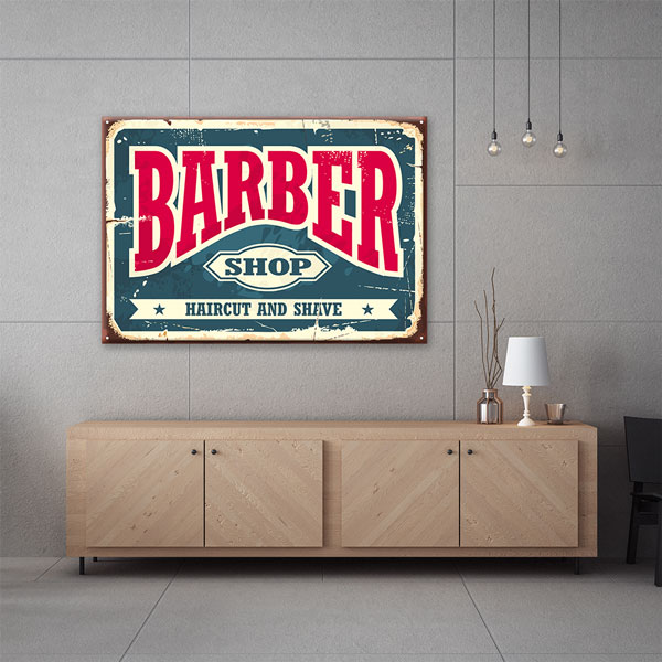 Vintage Barber Shop Yazılı Retro Erkek Kuaför Duvar Tablosu – 5659