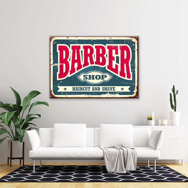 Vintage Barber Shop Yazılı Retro Erkek Kuaför Duvar Tablosu – 5659