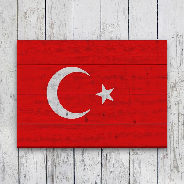 bayrak-canvas-tablo-7731-00 Ahşap Dokulu Türk Bayrağı Kanvas Tablo Duvar Dekoru 7731