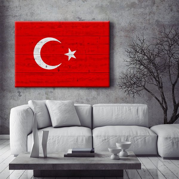 bayrak-canvas-tablo-7731-05 Ahşap Dokulu Türk Bayrağı Kanvas Tablo Duvar Dekoru 7731