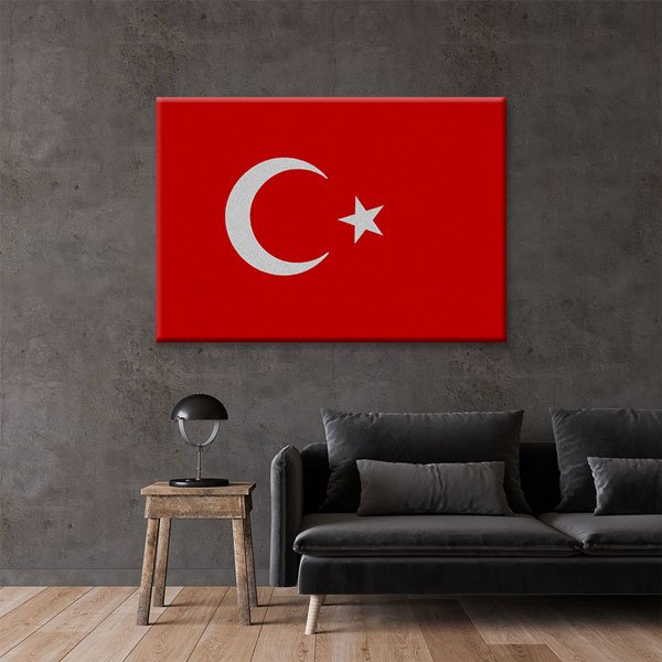 Kırmızı Beyaz Türk Bayrağı Kanvas Tablo Duvar Dekoru 7727