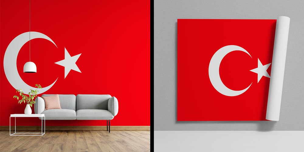 Türk Bayrağı Duvar Kağıdı Minimal Tasarım Duvar Kaplaması 7744