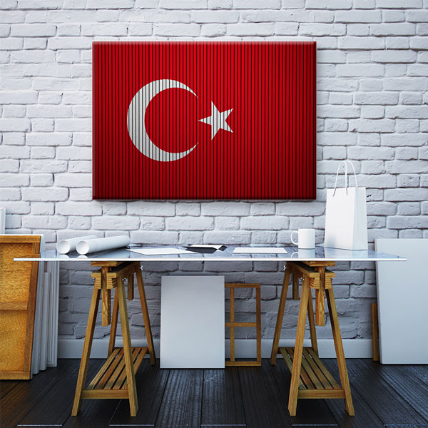 Kumaş Dokulu Türk Bayrağı Kanvas Tablo Duvar Dekoru 7730