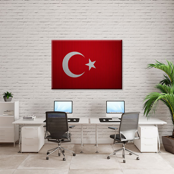 Kumaş Dokulu Türk Bayrağı Kanvas Tablo Duvar Dekoru 7730