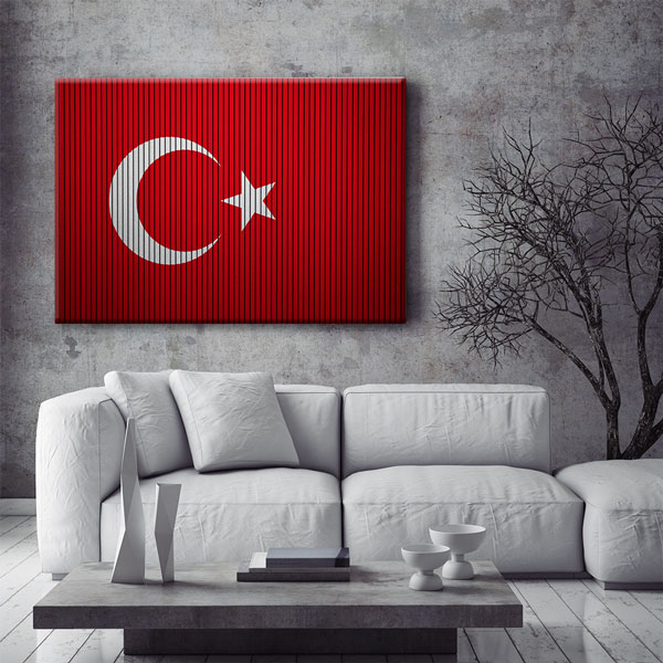 Kumaş Dokulu Türk Bayrağı Kanvas Tablo Duvar Dekoru 7730