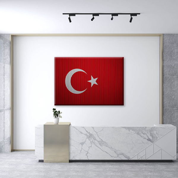 Kumaş Dokulu Türk Bayrağı Kanvas Tablo Duvar Dekoru 7730