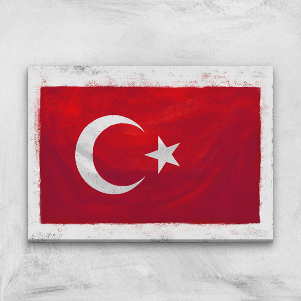 Vintage Türk Bayrağı Kanvas Tablo Duvar Dekoru 7725