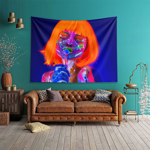 beauty-shop-decoration-5720-01 Neon Sanat Kadın Portreli Duvar Örtüsü 5720