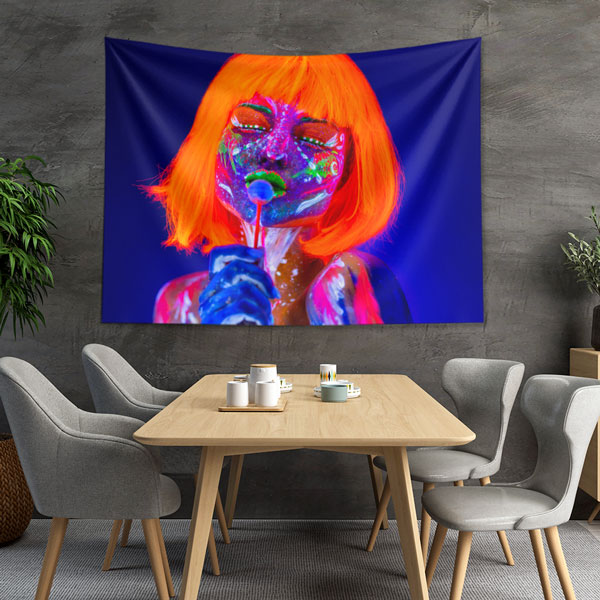 beauty-shop-decoration-5720-03 Neon Sanat Kadın Portreli Duvar Örtüsü 5720