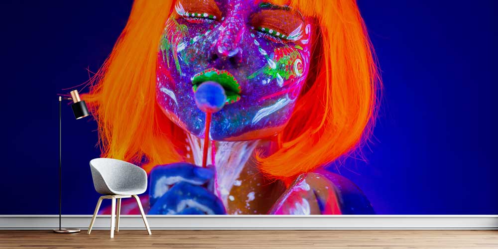 beauty-shop-wall-decor-5710-0 Neon Işıklı Sanatsal Kadın Portreli Güzellik Salonu Duvar Kağıdı 5710