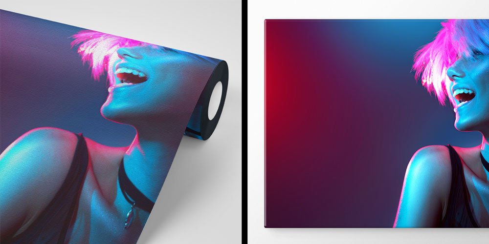 Renkli Işıklı Kadın Portreli Modern Kuaför Duvar Kağıdı 5712