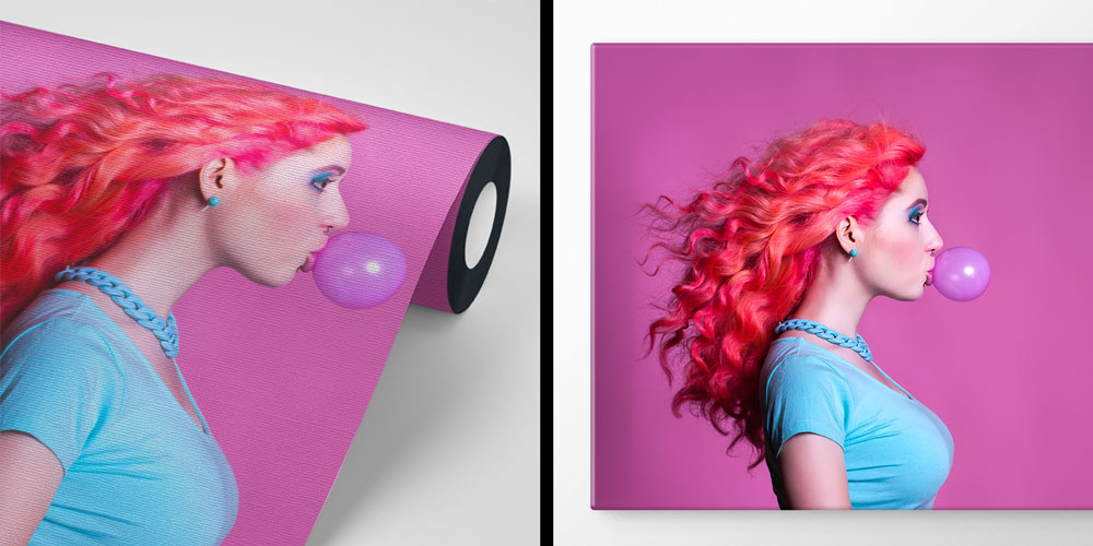 Pembe Saçlı Kadın Portreli Modern Kuaför Duvar Kağıdı 5711