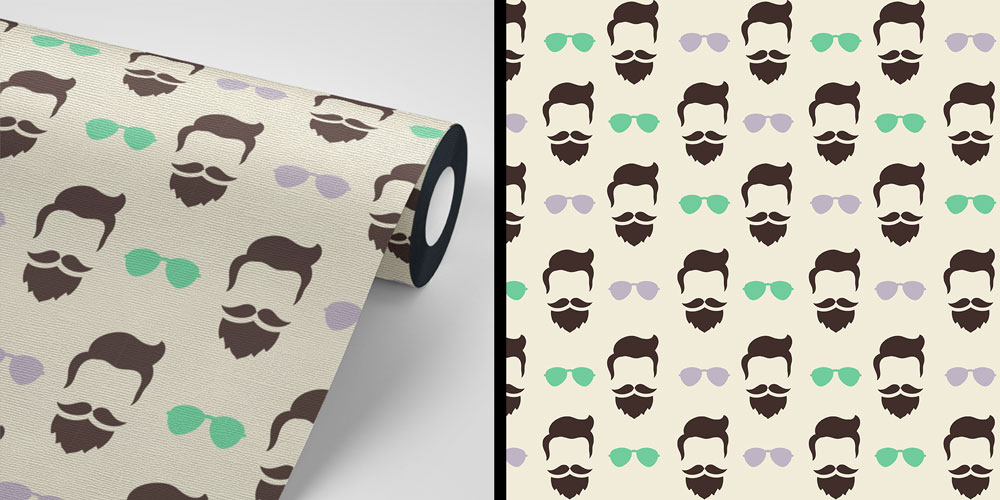 Gözlük ve Sakal Desenli Barber Shop Duvar Kağıdı 5691