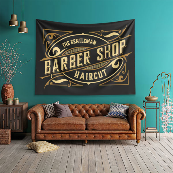 The Gentleman Barber Shop Klasik Tipografi Duvar Örtüsü 5736