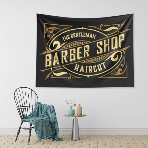 The Gentleman Barber Shop Klasik Tipografi Duvar Örtüsü 5736