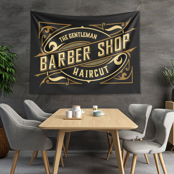 The Gentleman Barber Shop Klasik Tipografi Duvar Örtüsü 5736