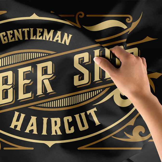 The Gentleman Barber Shop Klasik Tipografi Duvar Örtüsü 5736