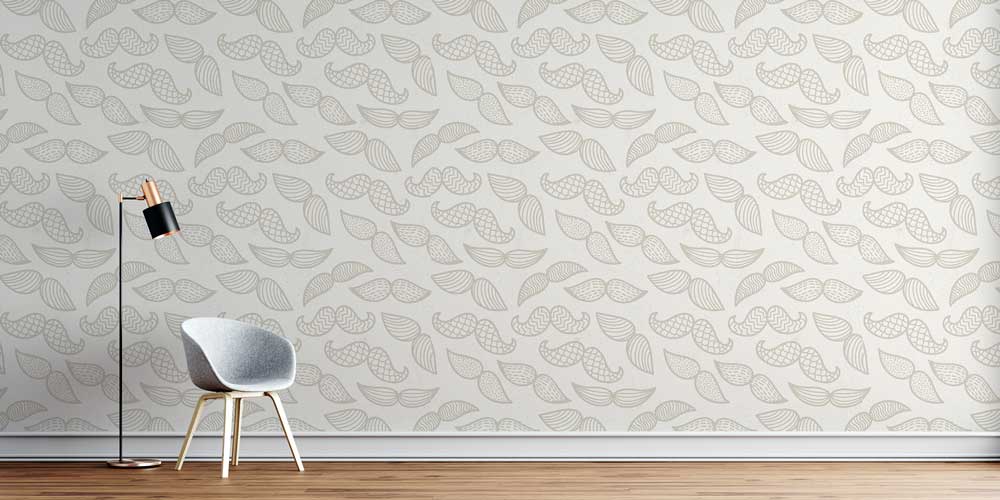 Bıyık Desenli Minimalist Barber Shop Duvar Kağıdı 5690