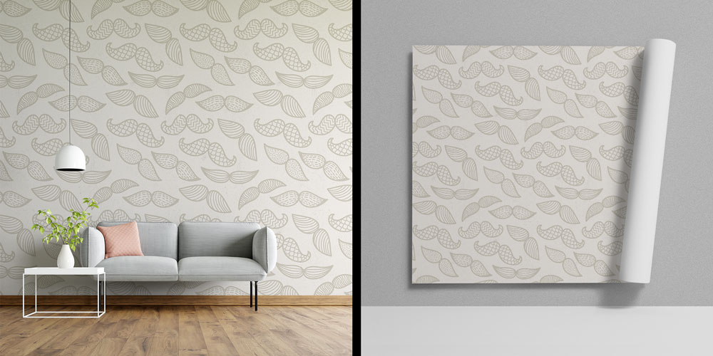 Bıyık Desenli Minimalist Barber Shop Duvar Kağıdı 5690