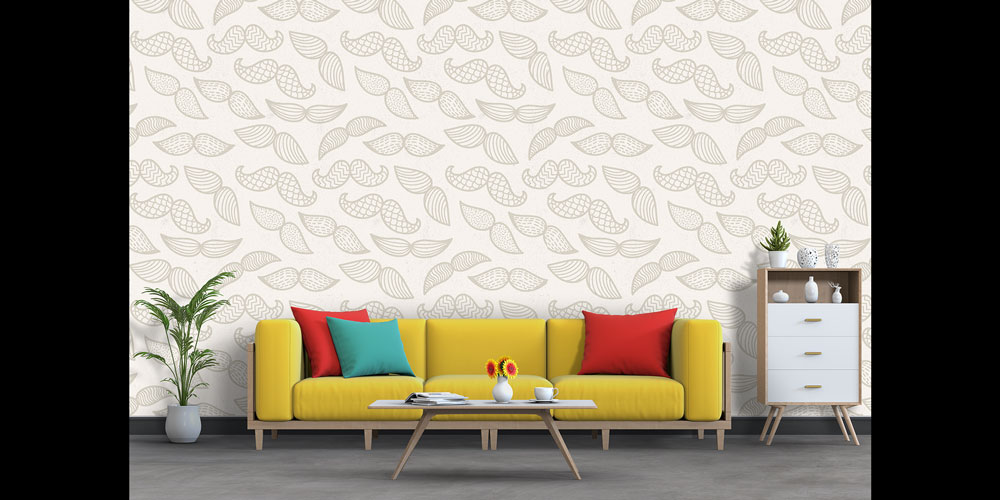 Bıyık Desenli Minimalist Barber Shop Duvar Kağıdı 5690