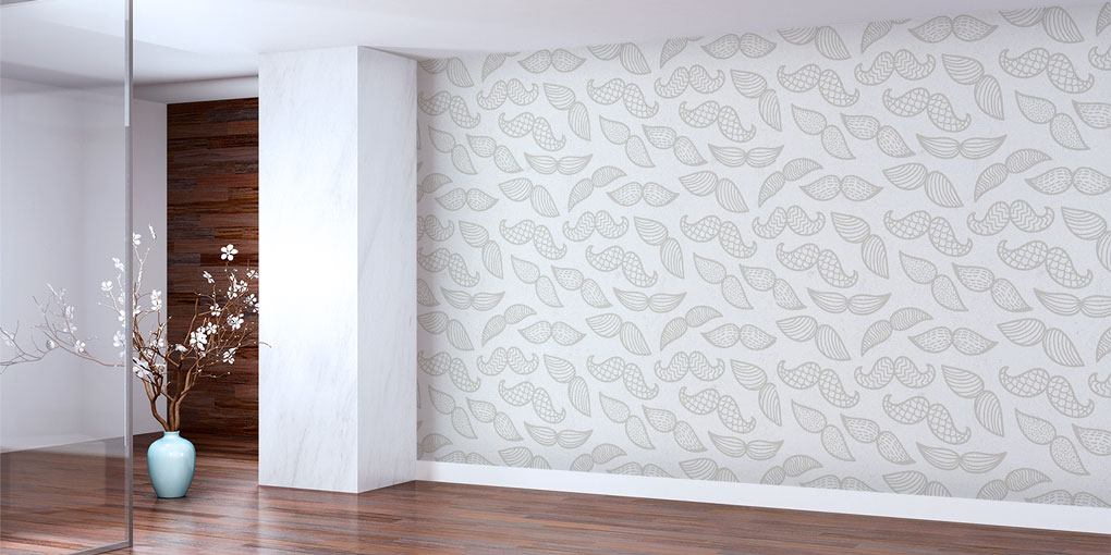 Bıyık Desenli Minimalist Barber Shop Duvar Kağıdı 5690