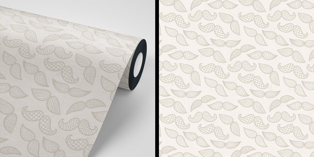 Bıyık Desenli Minimalist Barber Shop Duvar Kağıdı 5690