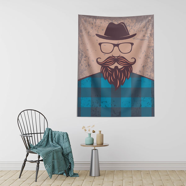 berber-duvar-ortusu-5747-02 Şapkalı Sakallı Erkek Silüeti Berber Duvar Örtüsü 5747