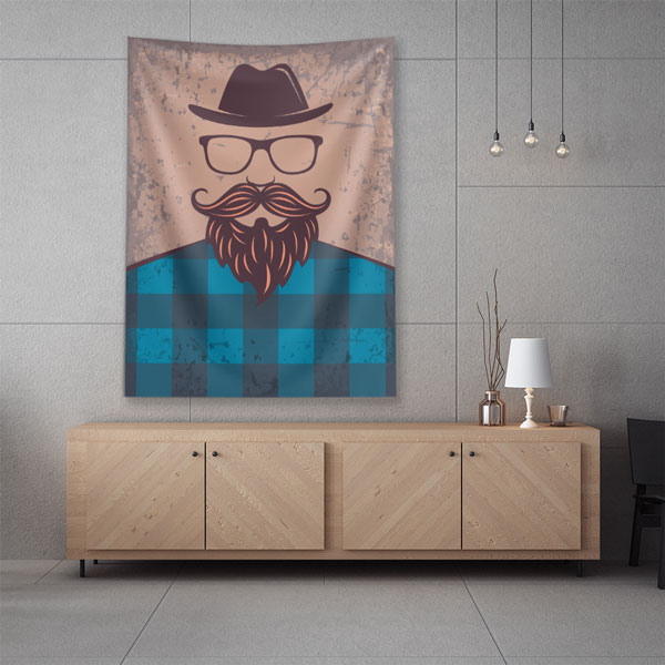 berber-duvar-ortusu-5747-03 Şapkalı Sakallı Erkek Silüeti Berber Duvar Örtüsü 5747