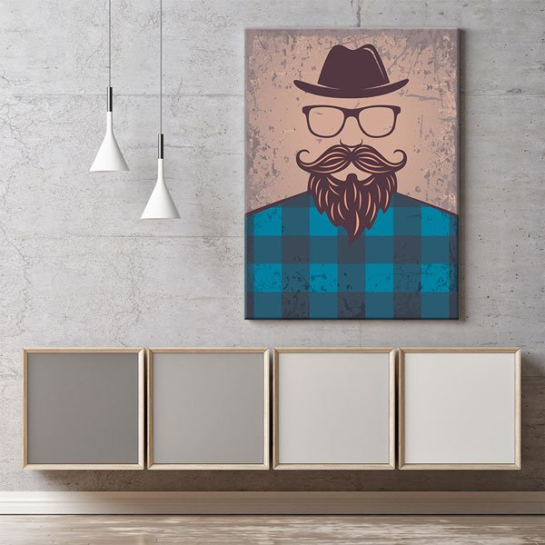 berber-duvar-tablo-5678-01 Şapkalı Sakallı Erkek Figürü Berber Duvar Tablosu – 5678