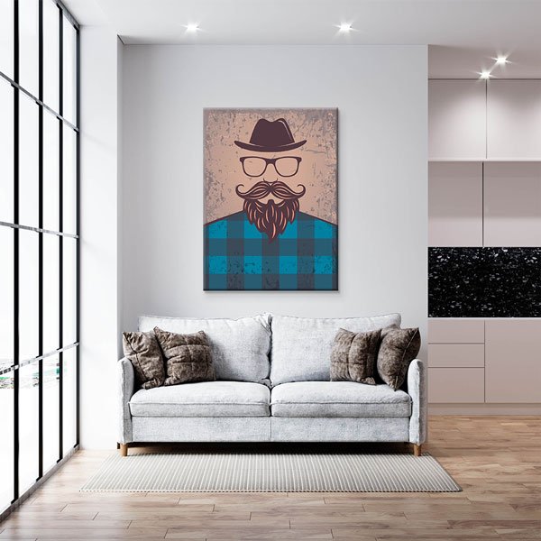 berber-duvar-tablo-5678-03 Şapkalı Sakallı Erkek Figürü Berber Duvar Tablosu – 5678