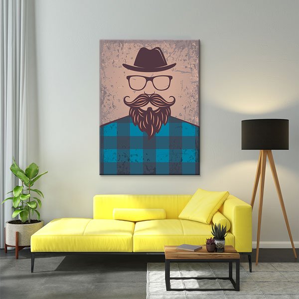 berber-duvar-tablo-5678-04 Şapkalı Sakallı Erkek Figürü Berber Duvar Tablosu – 5678