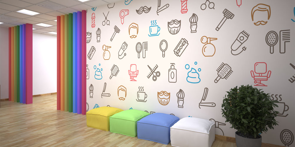 Çizim Desenli Kuaför ve Barber Shop Duvar Kağıdı 5688