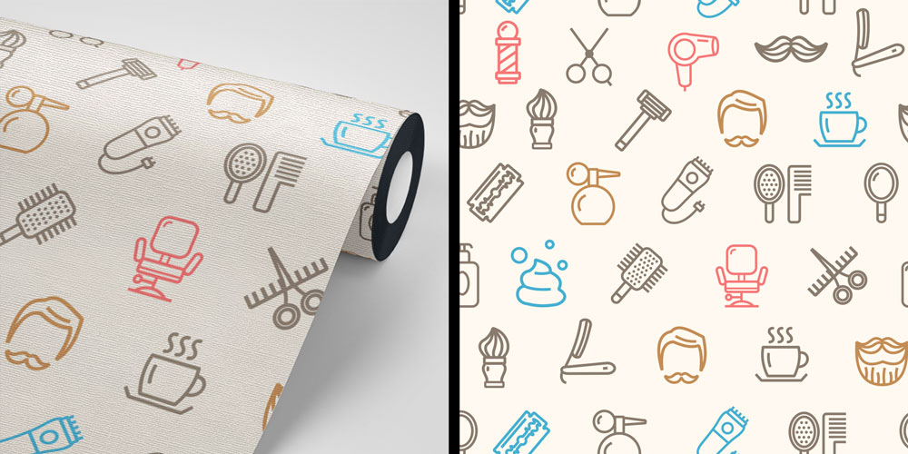 Çizim Desenli Kuaför ve Barber Shop Duvar Kağıdı 5688