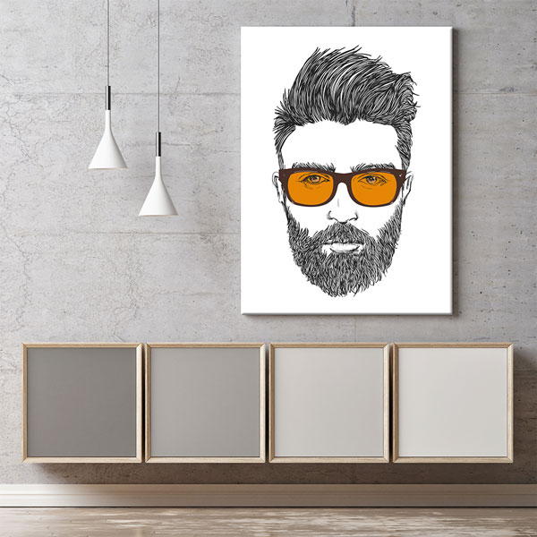 berber-tablo-5677-01 Sarı Gözlüklü Sakallı Erkek Portresi Berber Duvar Tablosu – 5677