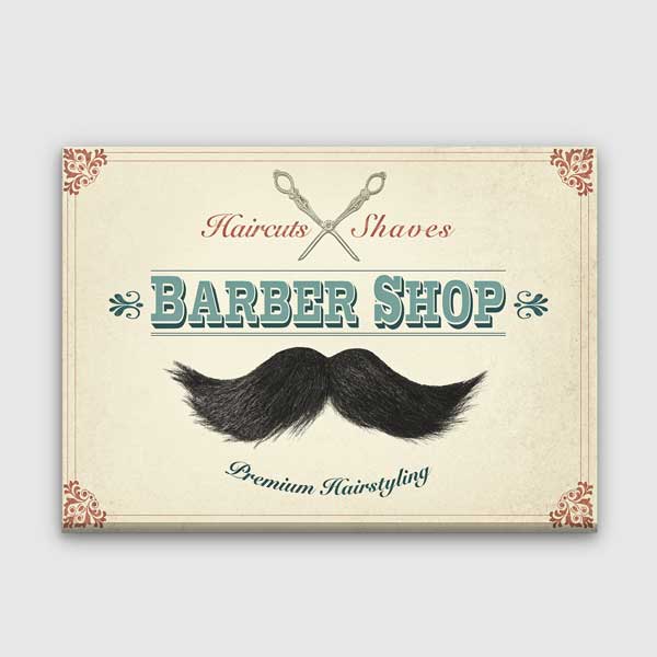 Bıyık Figürlü Vintage Barber Shop Duvar Tablosu – 5661