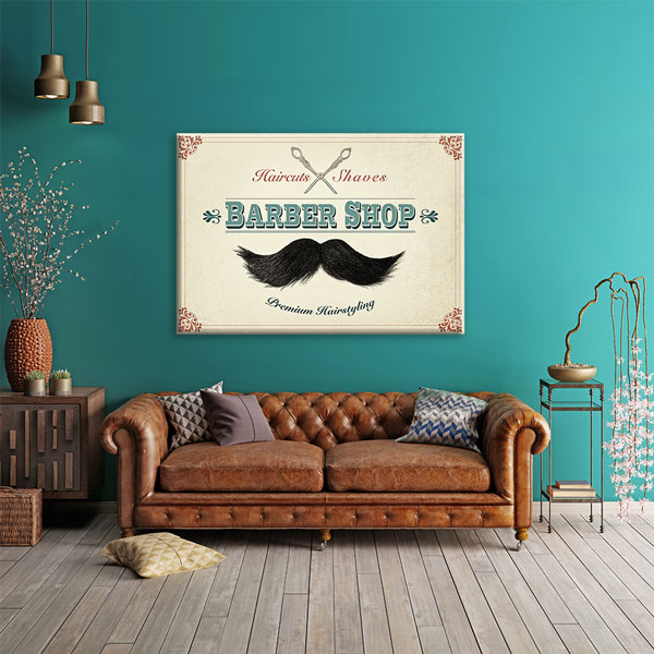 Bıyık Figürlü Vintage Barber Shop Duvar Tablosu – 5661