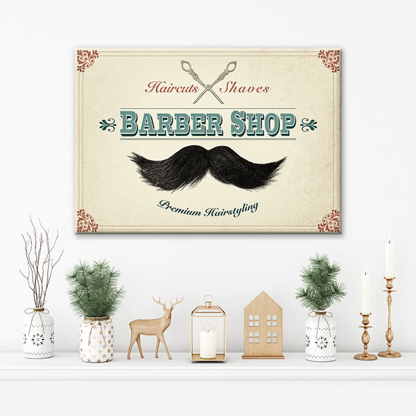 Bıyık Figürlü Vintage Barber Shop Duvar Tablosu – 5661