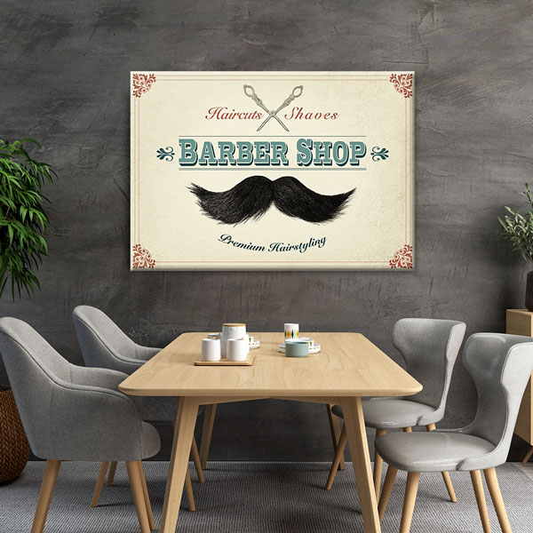 Bıyık Figürlü Vintage Barber Shop Duvar Tablosu – 5661
