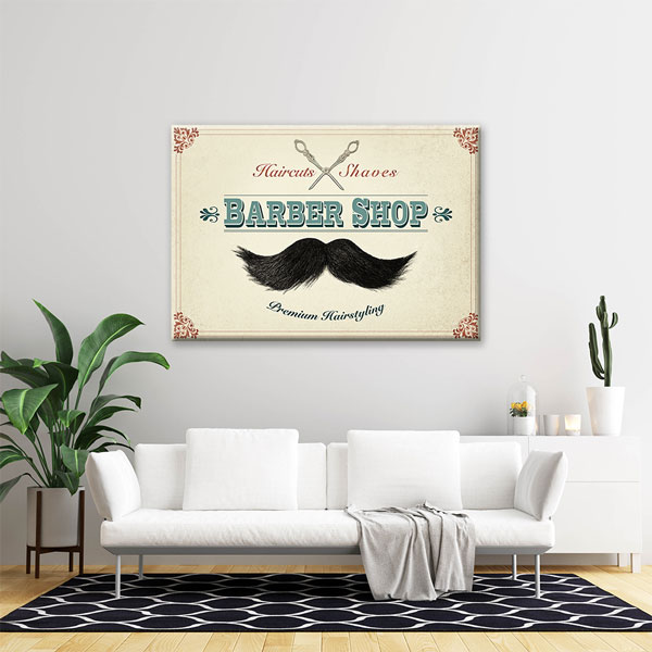 Bıyık Figürlü Vintage Barber Shop Duvar Tablosu – 5661