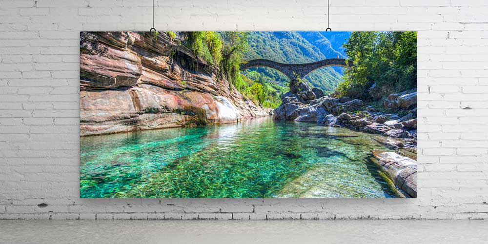 Doğal Taş Köprü ve Turkuaz Nehir Panoramik Büyük Ebat Duvar Dekoru 14198