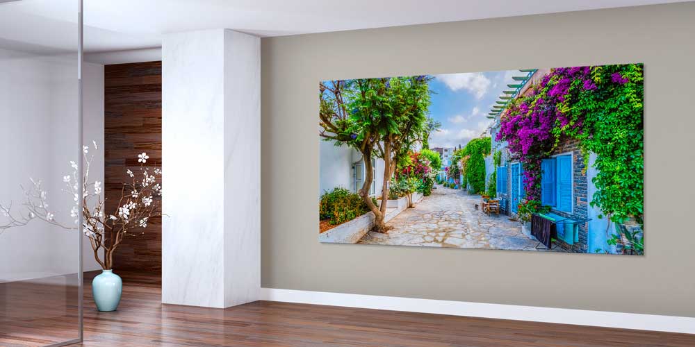 Begonvilli Ege Sokağı Taş Evler Büyük Ebat Duvar Dekoru 11871