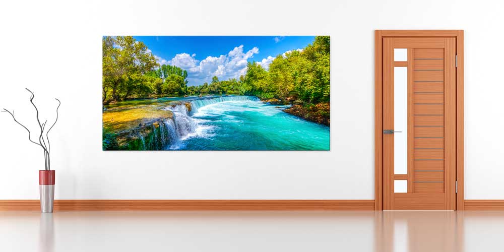 Turkuaz Şelale ve Orman Manzarası Büyük Ebat Duvar Dekoru 11873