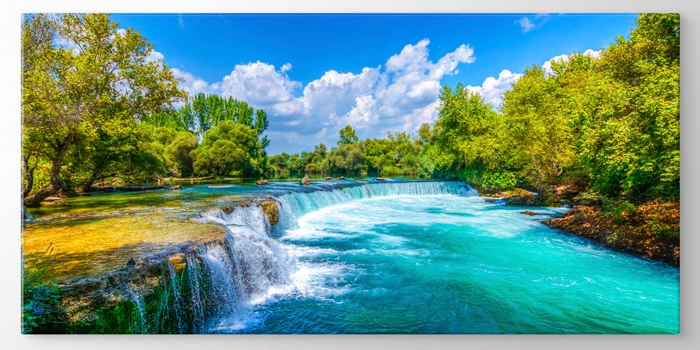 Turkuaz Şelale ve Orman Manzarası Büyük Ebat Duvar Dekoru 11873