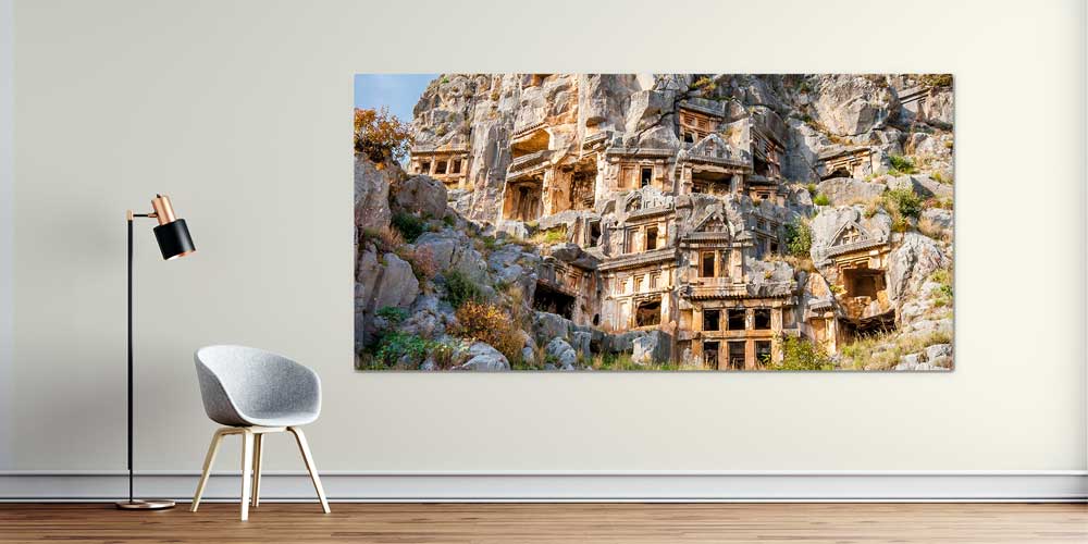 Kaya Oyma Antik Yapılar Manzaralı Büyük Ebat Duvar Dekor Ürünü 11880