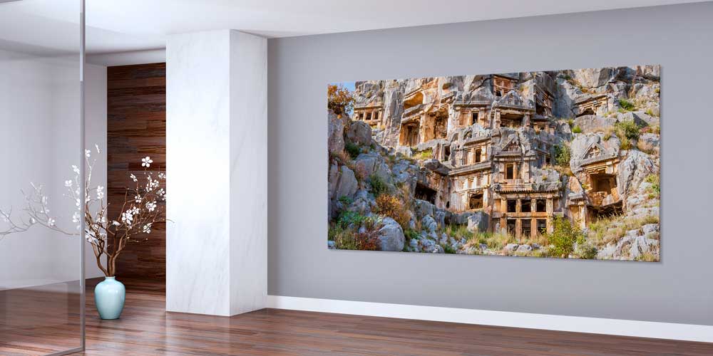 Kaya Oyma Antik Yapılar Manzaralı Büyük Ebat Duvar Dekor Ürünü 11880