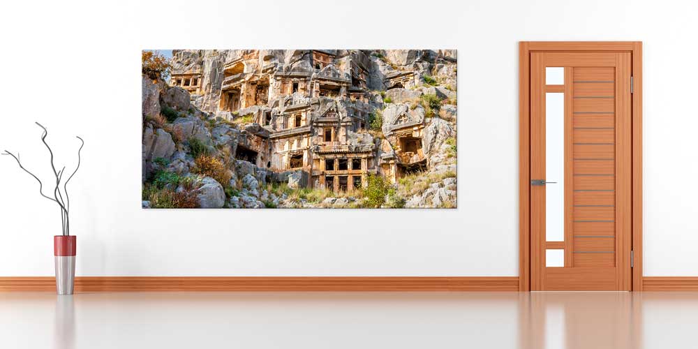 Kaya Oyma Antik Yapılar Manzaralı Büyük Ebat Duvar Dekor Ürünü 11880