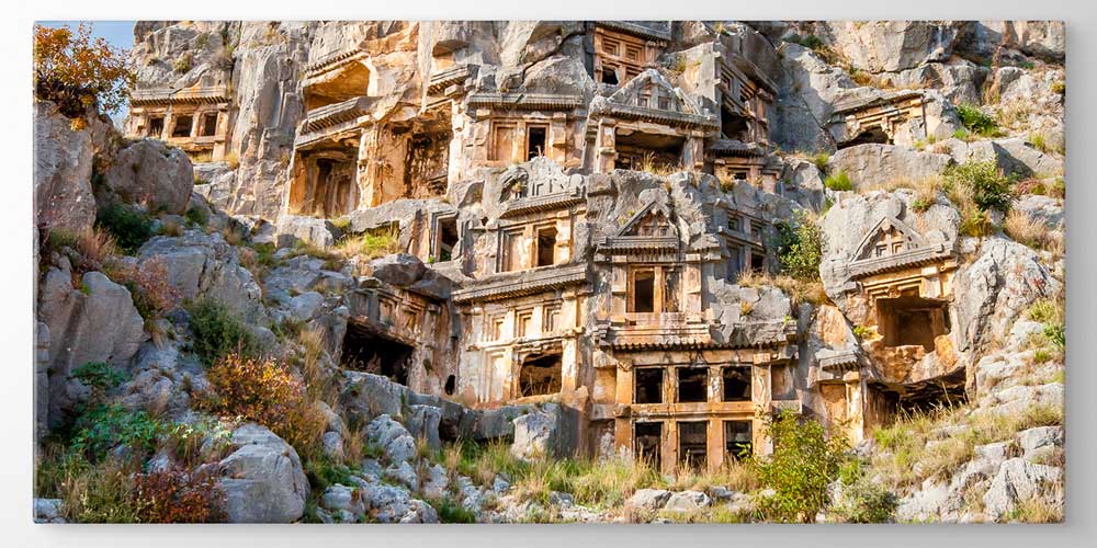 Kaya Oyma Antik Yapılar Manzaralı Büyük Ebat Duvar Dekor Ürünü 11880