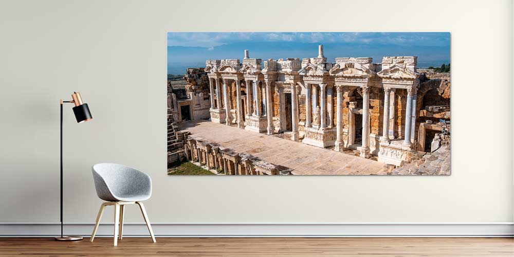 Geniş Cepheli Antik Sütunlu Yapı Manzaralı Büyük Ebat Duvar Dekor Ürünü 11886