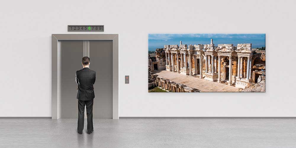 Geniş Cepheli Antik Sütunlu Yapı Manzaralı Büyük Ebat Duvar Dekor Ürünü 11886